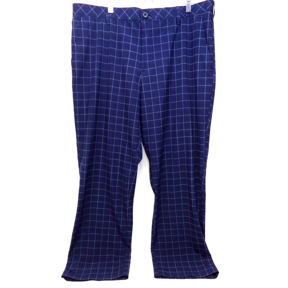 IZOD Golf Mens Pants Navy Blue White Plaid Size 38x30 - Picture 1 of 6